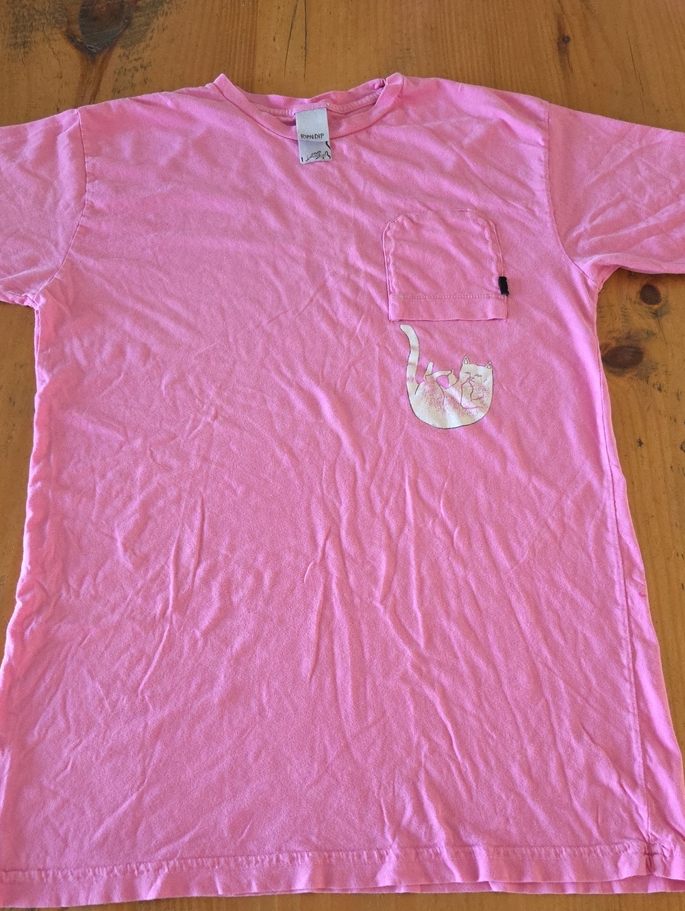 Ripndip Pink Short Sleeve Pocket Tee with Cat Graphic